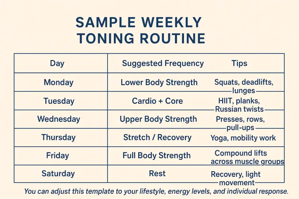 Achieving the Perfect Tone: How Often Should You Exercise for Results? 4 Weekly exercise Buckinghamshire plan graphic