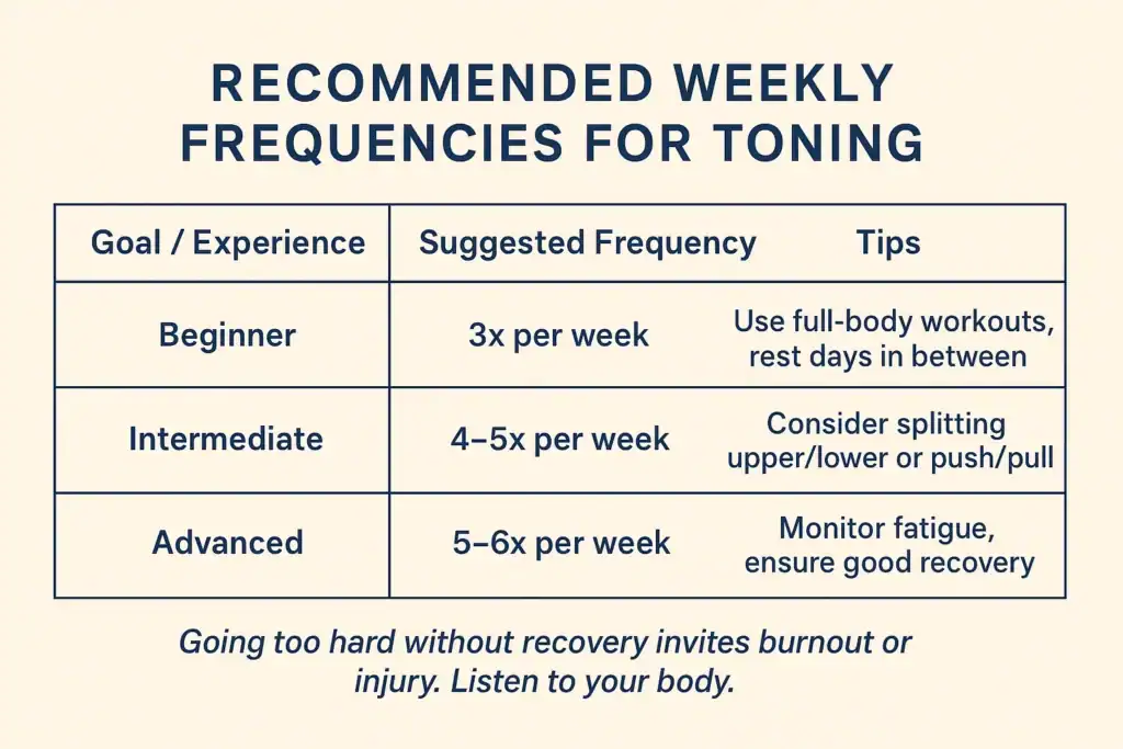 Achieving the Perfect Tone: How Often Should You Exercise for Results? 2 Graphic to show how often you should do exercise to help with toning Buckinghamshire
