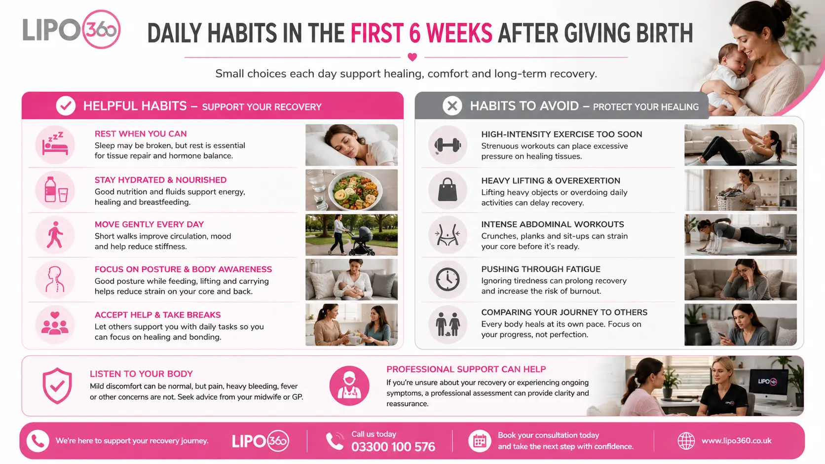 What to Do (and Avoid) in the First 6 Weeks After Giving Birth To Avoid Diastasis Recti 3 First 6 Weeks After Giving Birth To Avoid Diastasis Recti Buckinghamshire : Daily Habits in the First 6 Weeks After Giving Birth